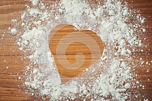 Valentines day heart in flour