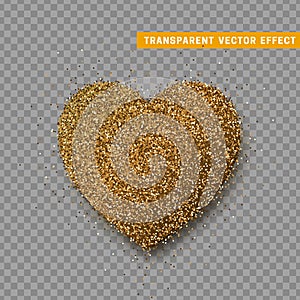 Valentines Day heart isolated, transparent effect background. Festive decorations bright glitter placer. Holiday love decor.