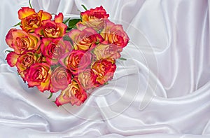 Valentines Day Heart Made of Red Roses  on White Background