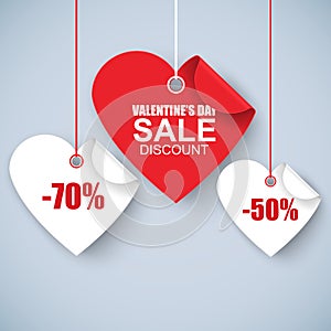 Valentines day heart sale tag, poster template