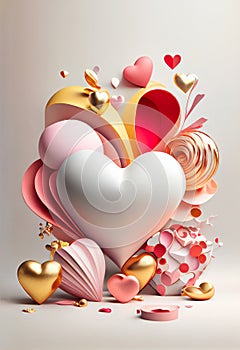 A Valentines Day Heart Shaped Object With Exquisite Illustration And Gold Background