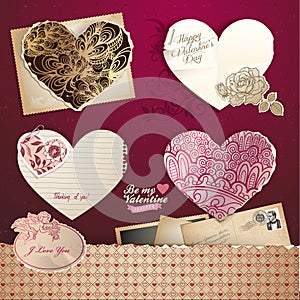 Valentines day hearts and elements