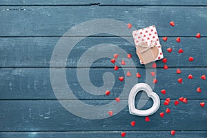 Valentines day hearts and gift box