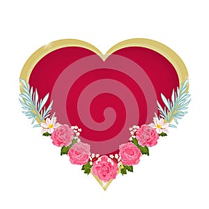 Valentines day hearts and pink roses vector