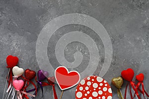 Valentines Day hearts on vintage wooden background as Valentines Day symbol