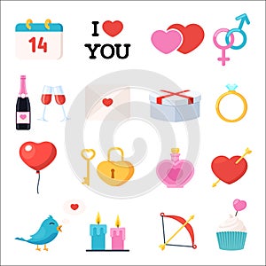Valentines Day icons set
