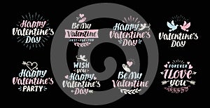 Valentines day illustrations and typography elements. Label vector