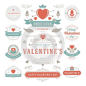 Valentines Day Labels and Cards Set, Heart Icons