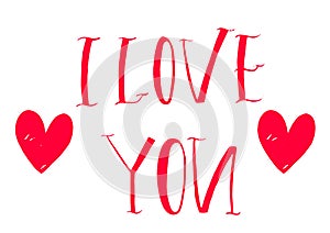 Valentines day lettering set made for postcard and greeting sign message decoration. I love you