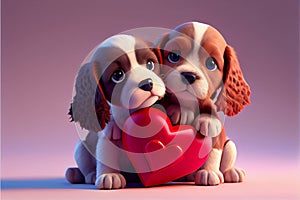 Valentines day love cartoon pets puppy puppies dog dogs heart hearts