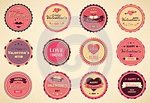 Valentines Day love labels and badges. Valentine template banner Vector background for banner, poster, flyer