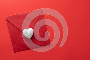 Valentines day love letter Flat lay background