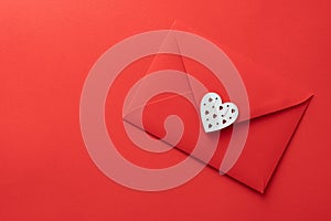Valentines day love letter Flat lay background