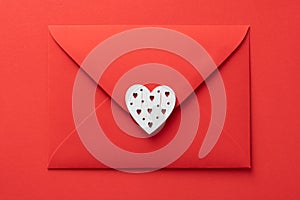 Valentines day love letter Flat lay background