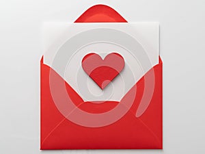 Valentines day love letter Flat lay background