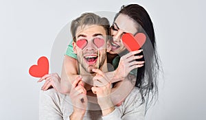 Valentines day and love. Romantic ideas celebrate valentines day. Man and pretty girl in love. Man and woman couple in