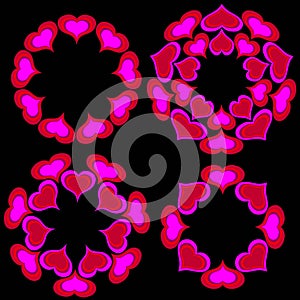Valentines Day mod hearts vector circle frame graphics