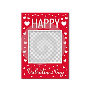 Valentines Day photo booth frame with a transparent background. Valentine photobooth props. Vector template.
