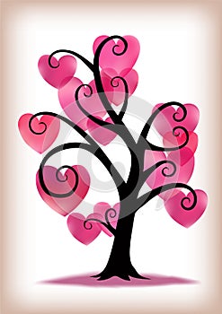 Valentines Day Pink Hearts Tree