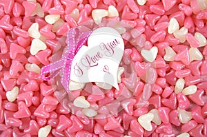 Valentines Day pink and white heart shape jelly candy