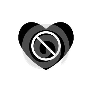 Valentines Day with prohibition sign, forbid heart. Vector illustration for designers