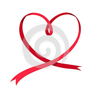 Valentines Day red heart shaped ribbon.