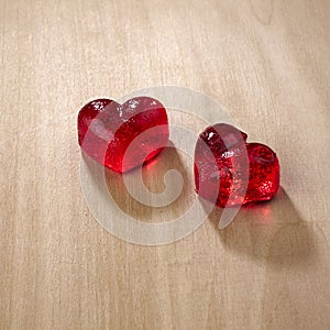 Valentines day, red sweet candies in heart shape