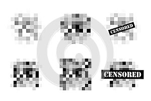Censored vector template. Pixel censor sign.