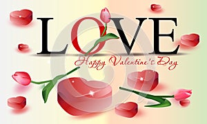 Valentines day sale background with heart and tulips. Vector illustration. Wallpaper.flyers, invitation, posters. Images vectoriel photo