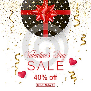 Valentines Day sale banner for online shopping. Vector illustration