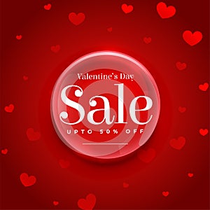 Valentines day sale red background with shiny crystal frame