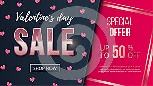 Valentines day Sale shopping banner luxury