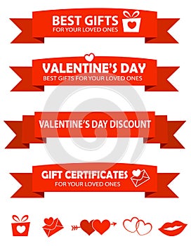 Valentines day sale text banners