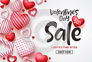 Valentines day sale vector banner template. Valentines day sale discount text