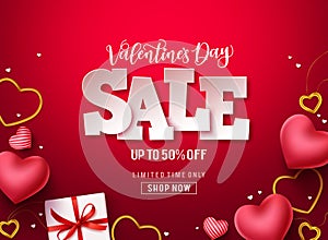 Valentines day sale vector banner. Valentines day sale discount text