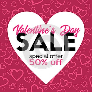 Valentines day sale. Vector promotional discount template.