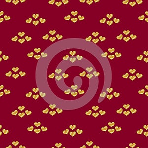 Valentines day seamless pattern with gold glitter hearts 2