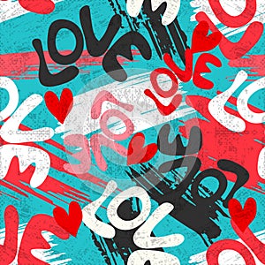 Valentines Day seamless vector pattern graffiti