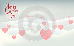 Valentines day, snow, winter. light card background