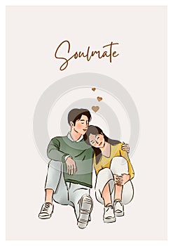 Valentines Day with soulmate. Symbol of eternal love or friendship. Connection two destinies with warm hug.
