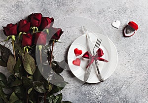 Valentines day table setting romantic dinner marry me wedding engagement ring