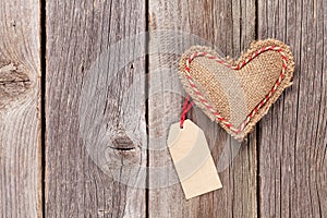 Valentines day toy heart on wood