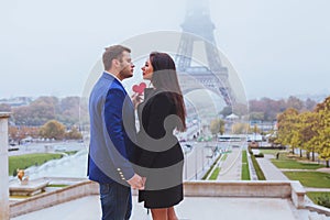 Valentines day travel destination, couple in Paris