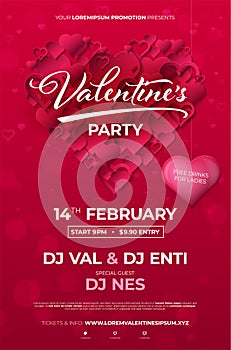 Valentines music party poster template