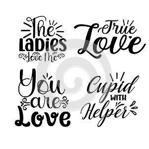 Valentines Quotes Design SVG Bundle . photo
