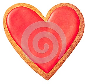 Valentines Red heart cookie isolated