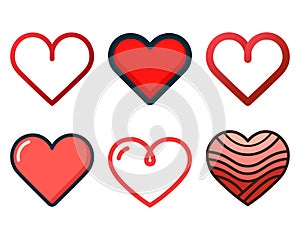 Valentines red hearts simple and minimal design, Vector illustration