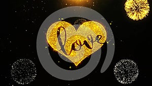 Valentines Romantic love heart Wishes Greetings card, Invitation, Celebration Firework Looped