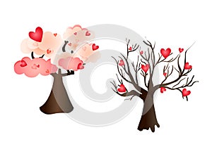 Valentines tree love vector elements