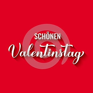 Valentinstag - Happy Valentines Day in German. Calligraphy hand lettering. Vector template for poster, postcard, logo